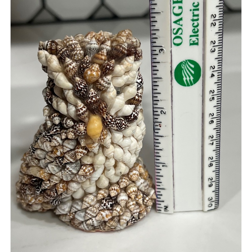 Vintage Seashell Owl Figurine Handcrafted Shell Art Made in Philippines 3.25in - Picture 4 of 9